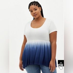 HI-LO BABYDOLL TOP - NAVY DIP-DYE SUPER SOFT size 2